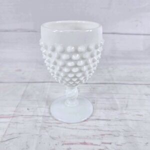 White Hobnail Milk‎ Glass Goblet Wine Glass Pedestal Base